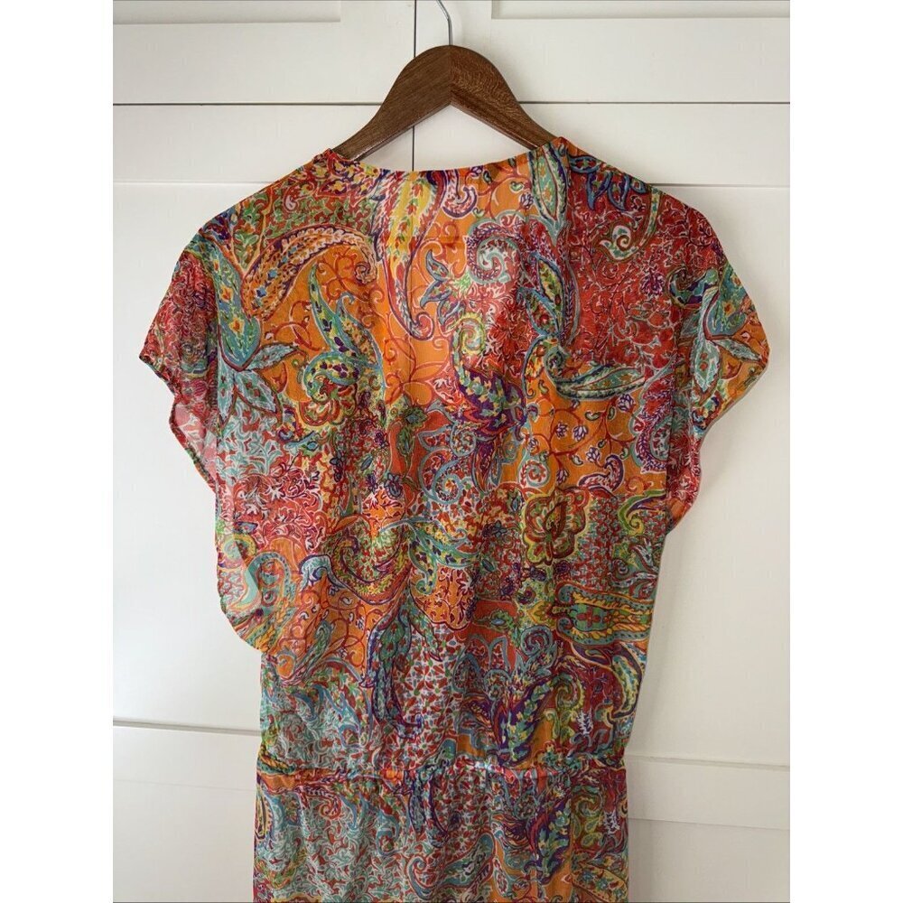 RALPH LAUREN 🌸 SHEER BOLD PRINT / BLOUSE / COVER UP - Picture 13 of 16